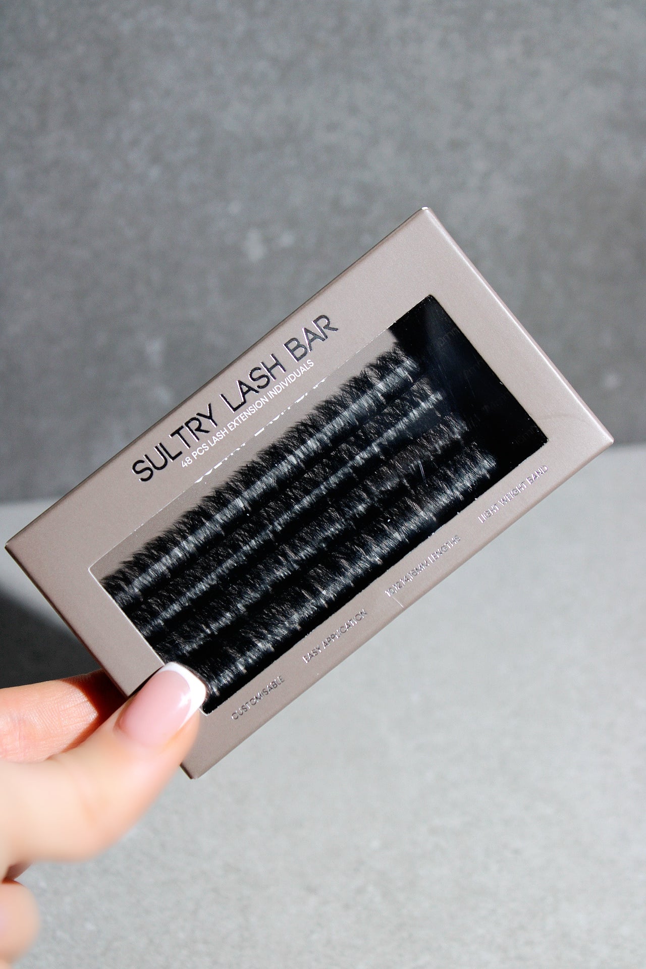 SL20 Korean fibre hair C curl DIY single cluster lash extensions in a sleek packaging with a transparent window, showcasing the high-quality lashes.