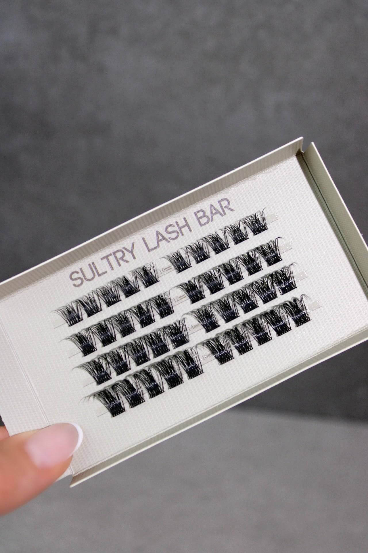 SL02 long lasting DIY individual eyelash extensions by Sultry Lash Bar, showcasing 40 natural looking lashes in a compact tray.